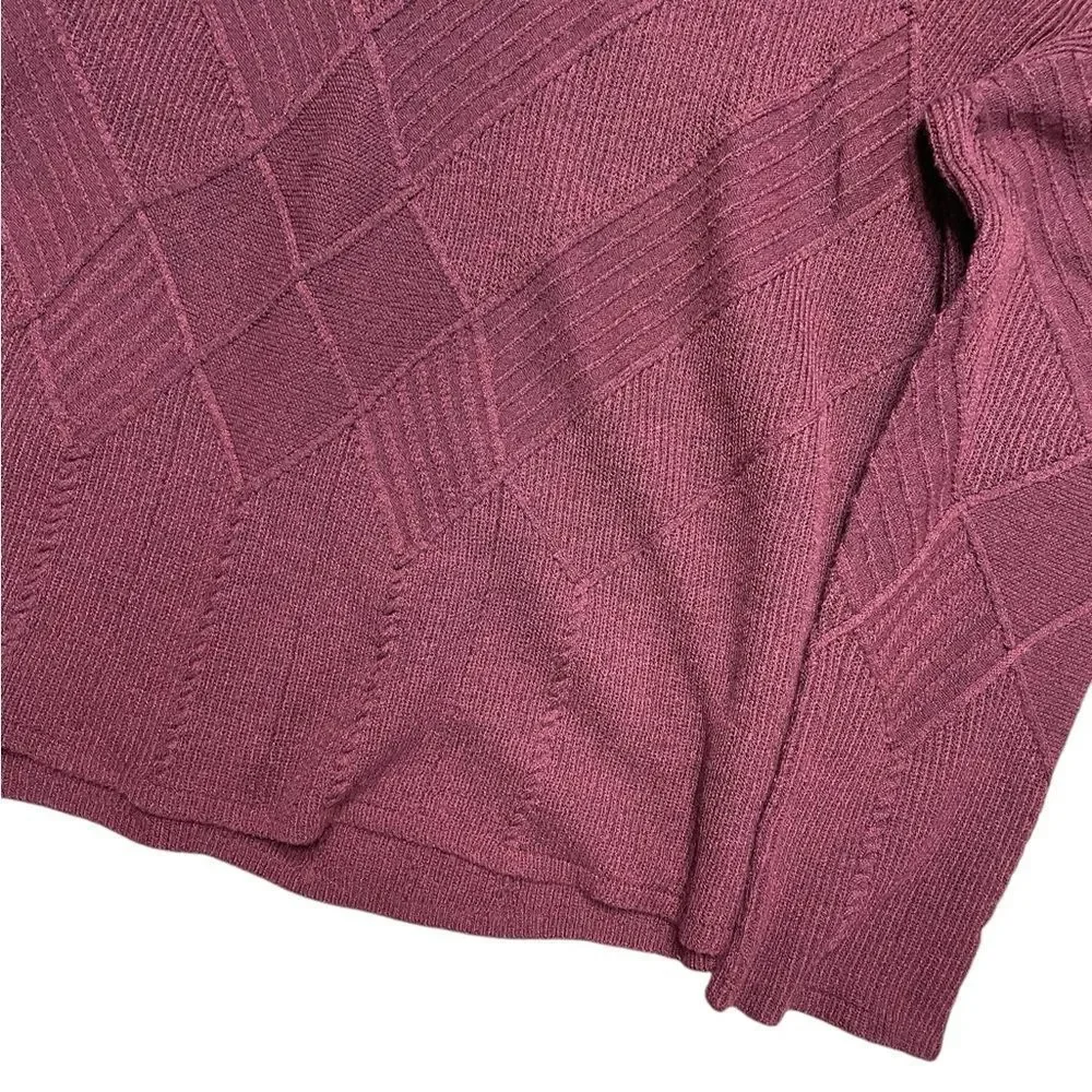 SMARTWOOL Shadow Pine Cable V-Neck Sweater Maroon Size Medium